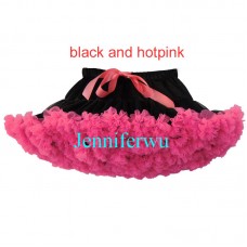 Adult /infant/girl/baby/toddler/kid Tutu Fluffy Party Skirt Soft Princess Ballet Pettiskirt Women's Dancewear black and hotpink